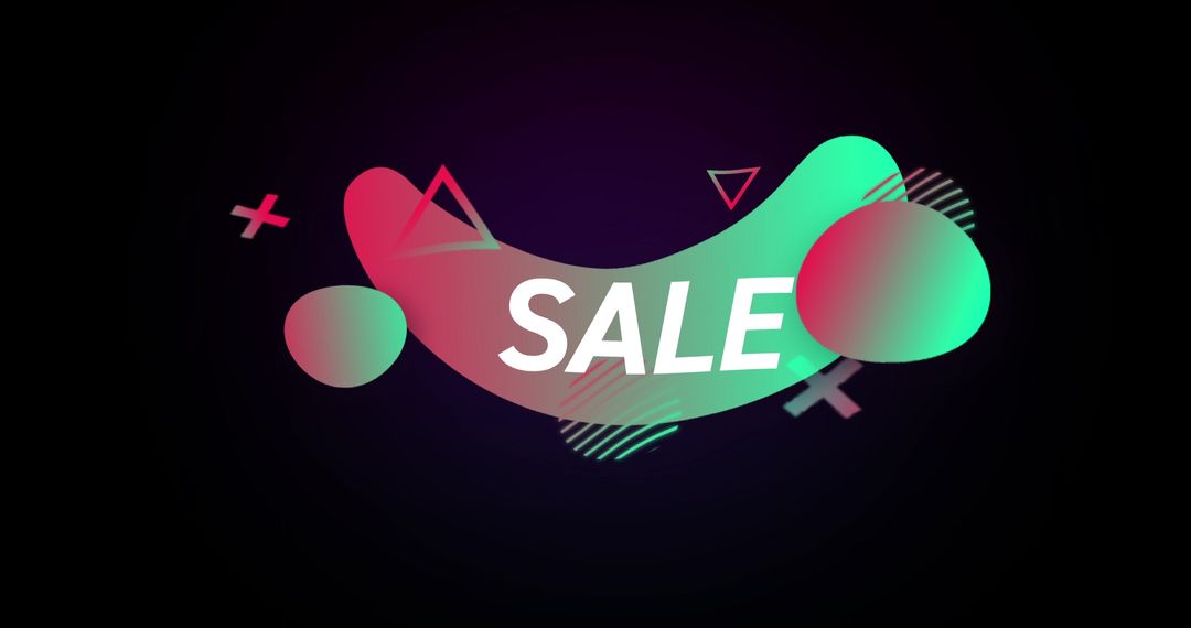 Vibrant Eighties Style Retro Sale Advertisement with Geometric Shapes