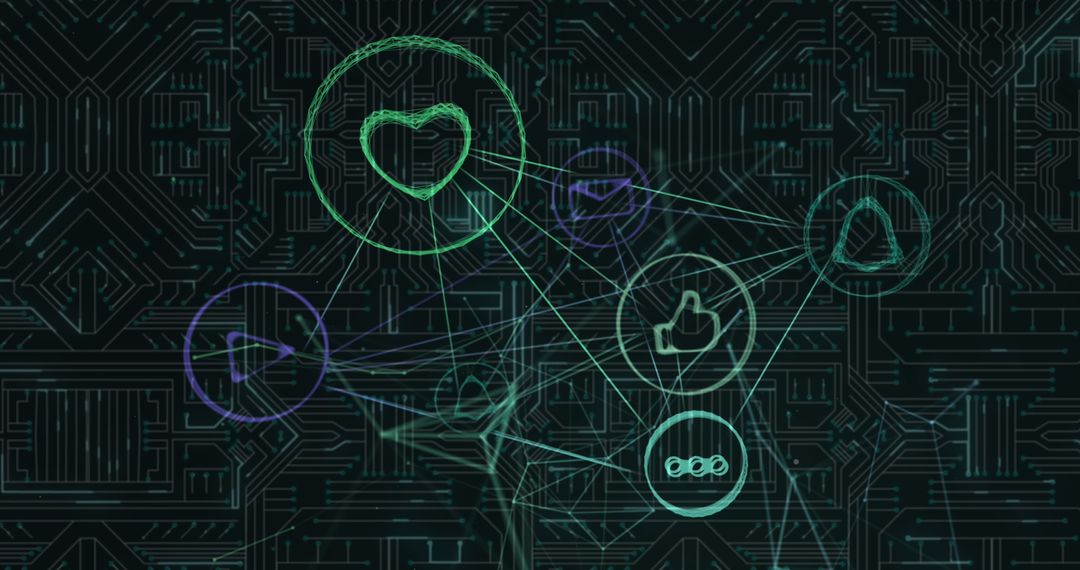 Abstract Digital Interface with Connected Social Icons