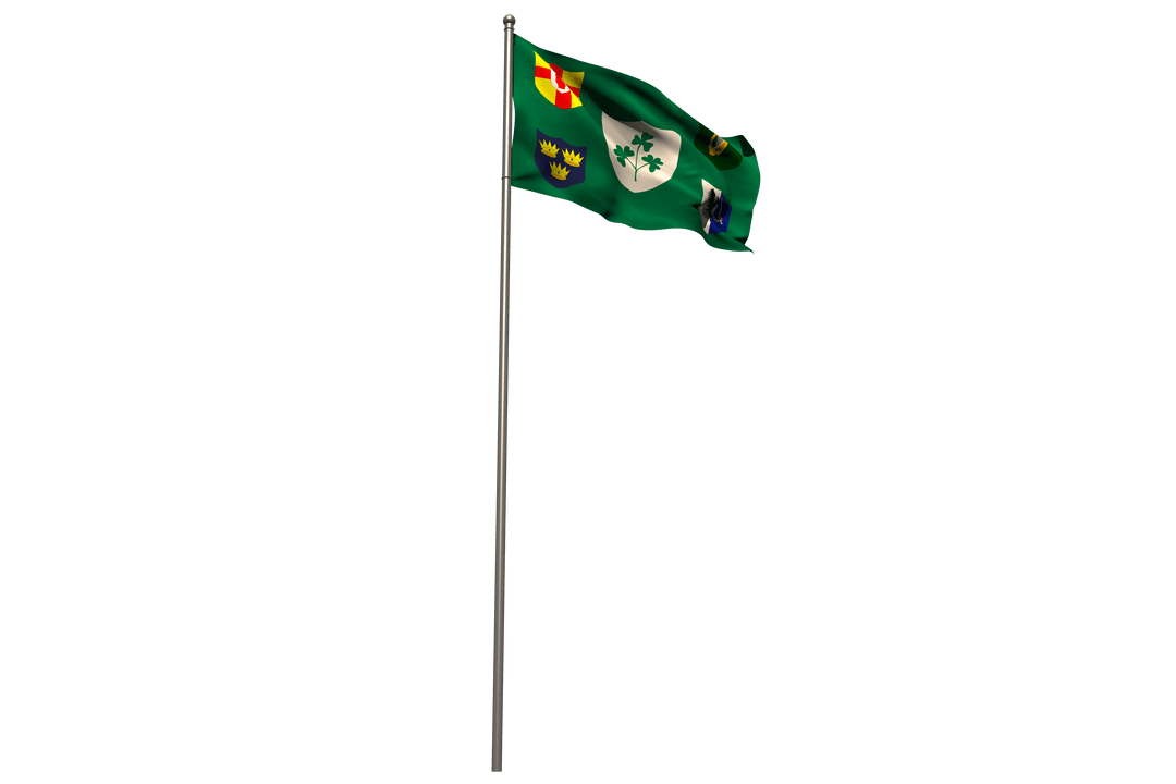 Transparent Background with Waving IRFU Flag on Pole