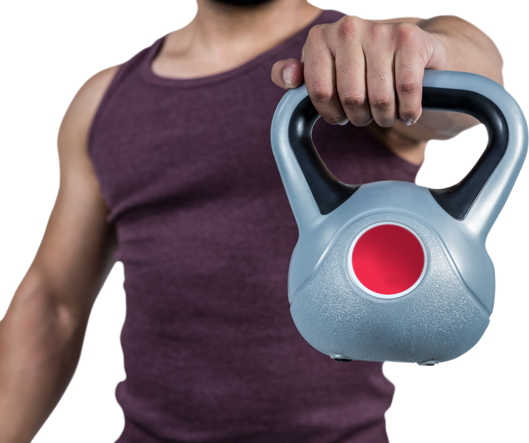 Muscular Man in Tank Top Holding Kettlebell Transparent Background - Download Free Stock Images Pikwizard.com