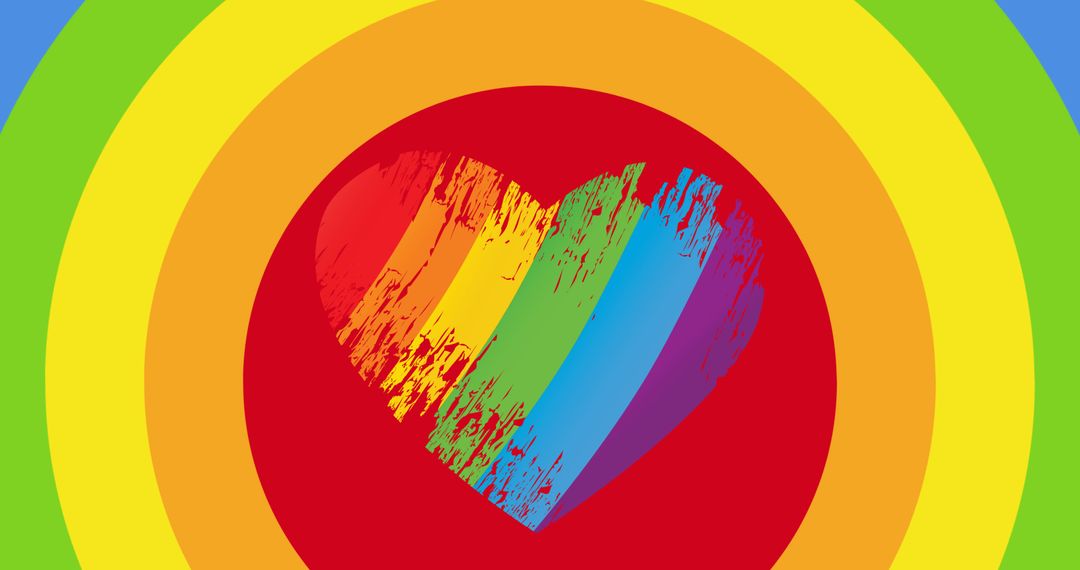 Rainbow Heart Over Radiant Stripes for LGBTQ Pride Celebration