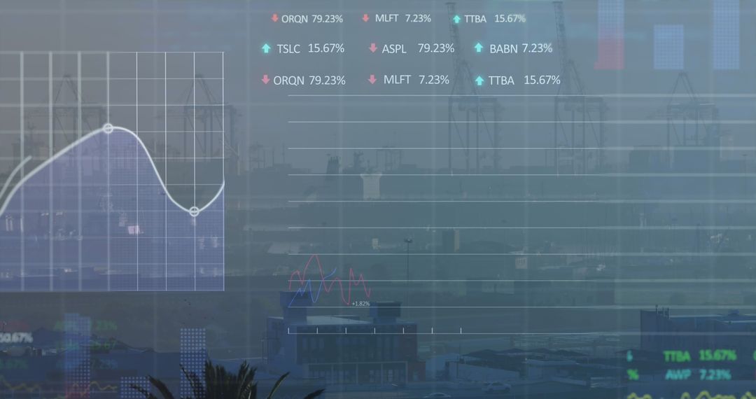 Data Analytics Visualization Over Cityscape