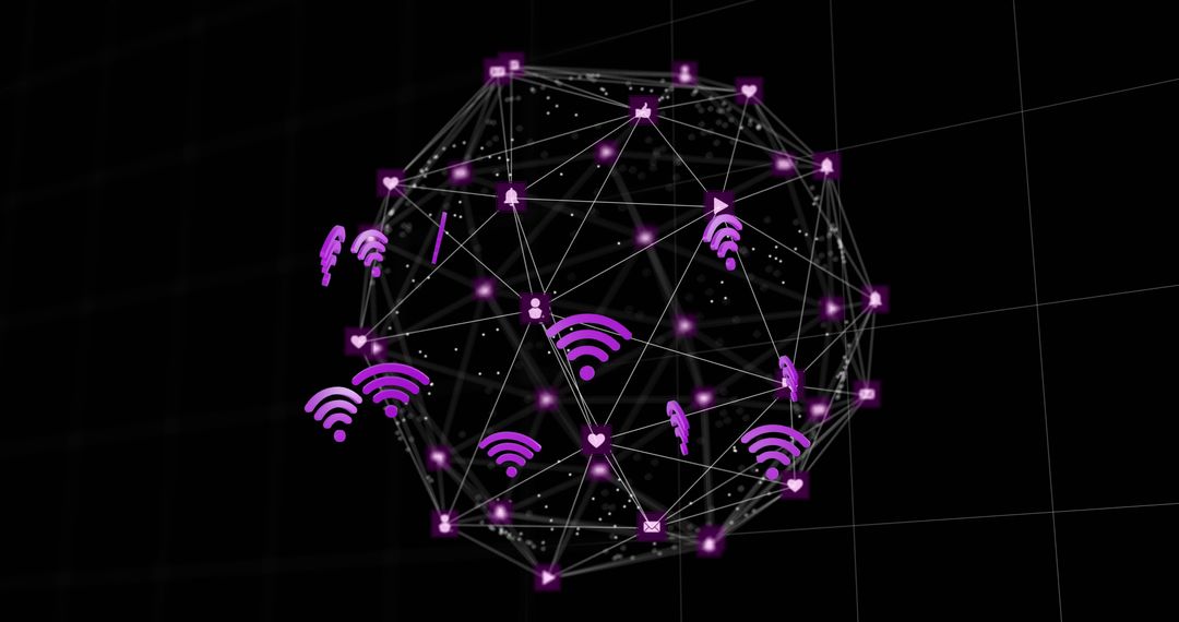 Digital Connection Sphere with WiFi Icons
