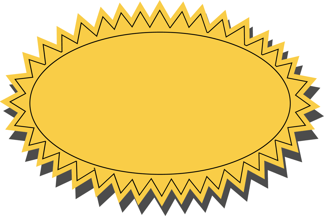 Bright Yellow Sunburst Emblem on Transparent Background