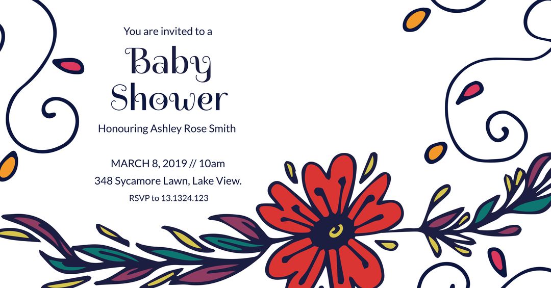 Whimsical Floral Baby Shower Invitation Design
