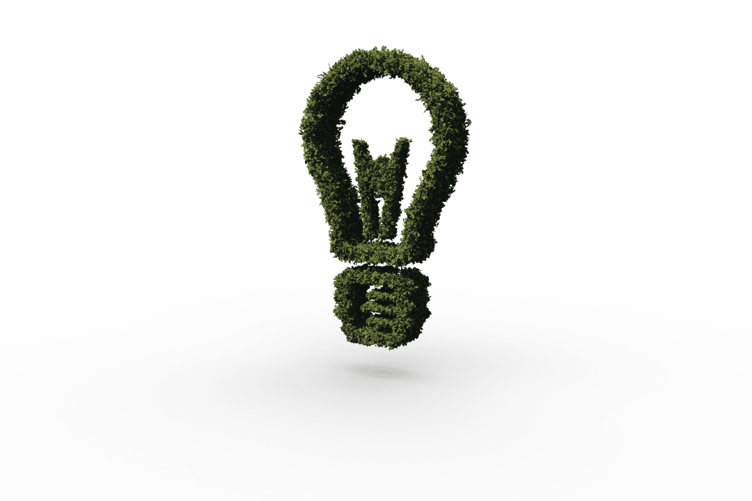 Green Energy Grass Bulb Illustration on Transparent Background