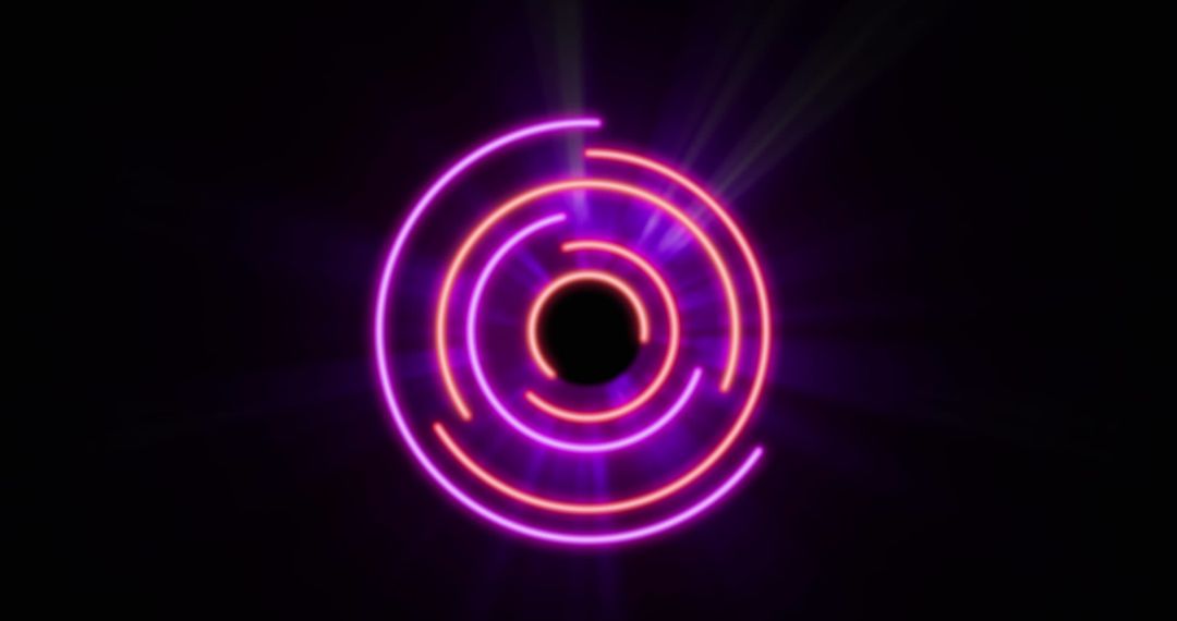 Neon Circular Light Trails on Black Background