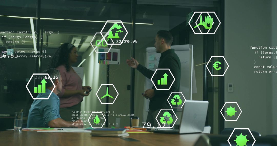 Collaborating in Modern Office with Data Visualization Overlay