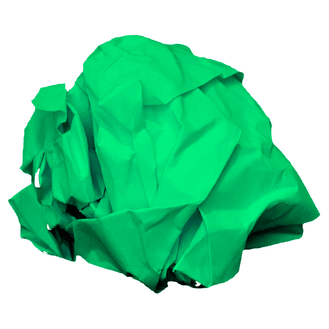 Green Abstract Crumpled Shape on Transparent Background