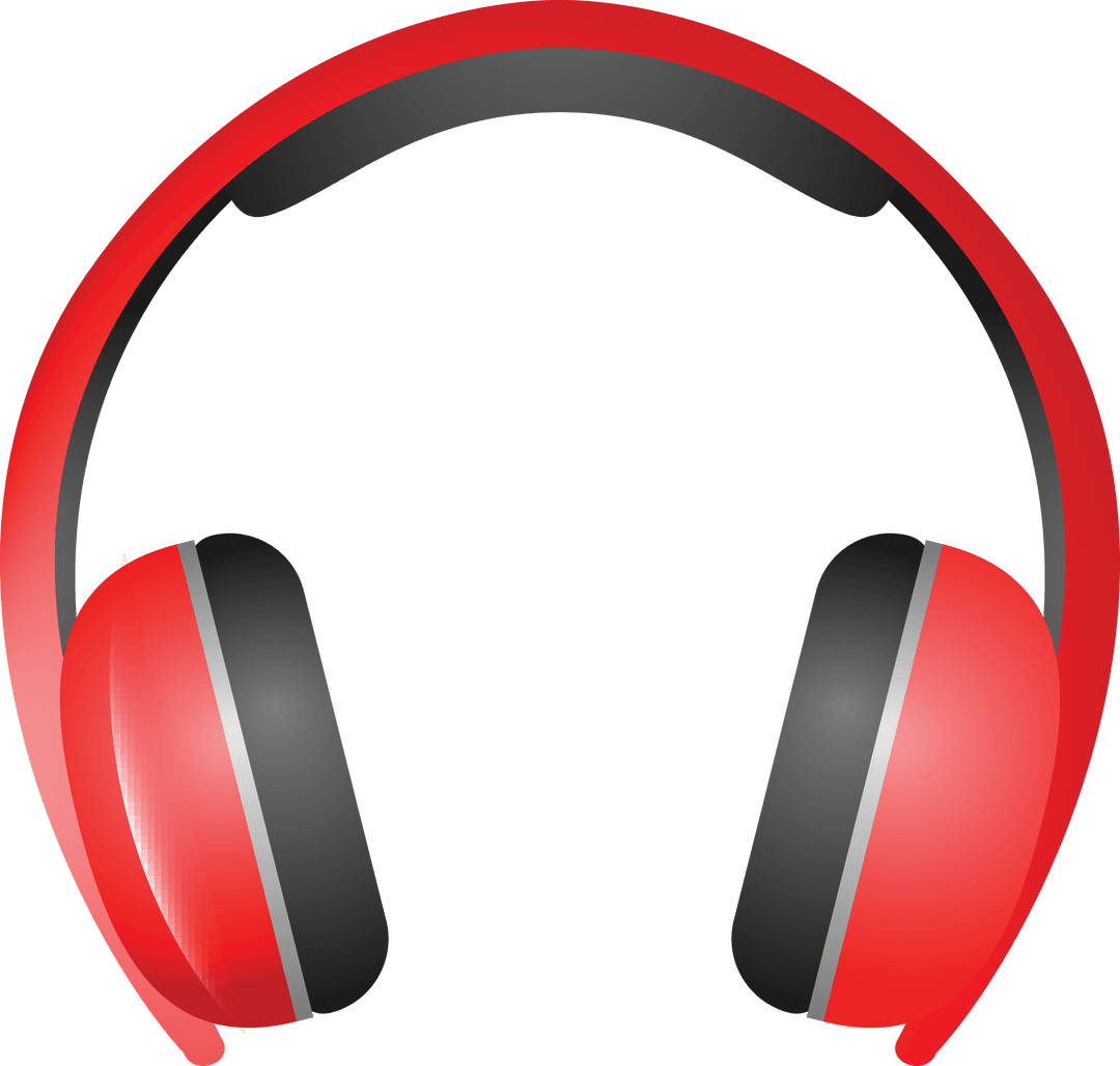 Sleek Red and Black Headphones Isolated on Transparent Background