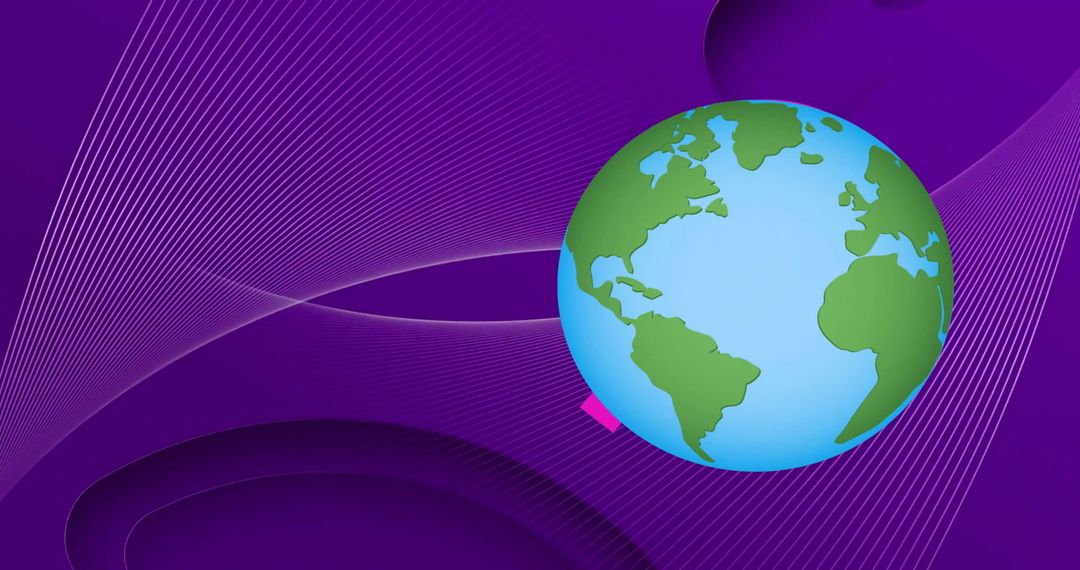 Globe with Feminine Touch on Digital Abstract Purple Background