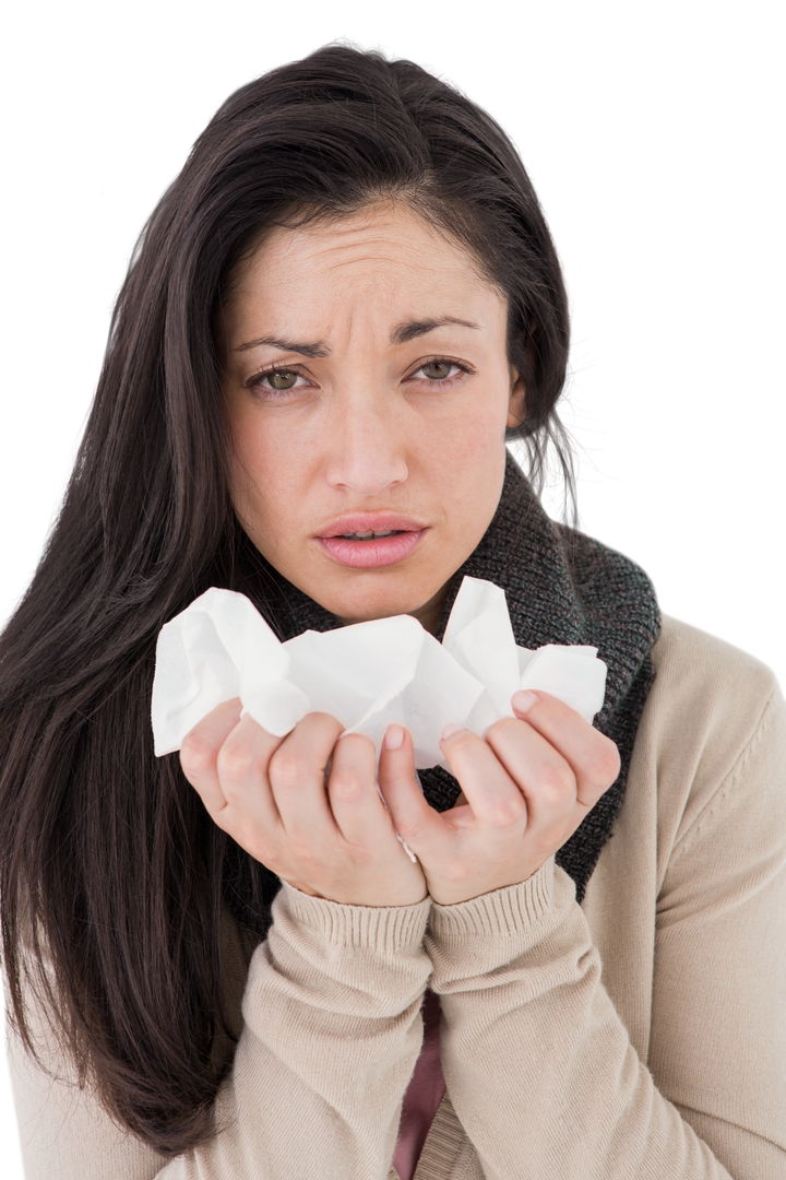 Transparent Woman Having Cold Holding Tissues Feeling Unwell - Download Free Stock Images Pikwizard.com