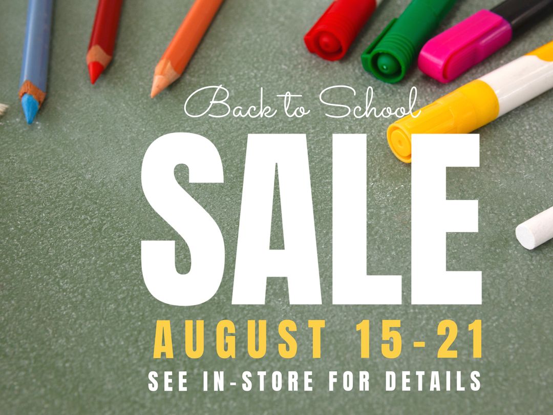 Back to School Sale Announcement with Colorful Supplies