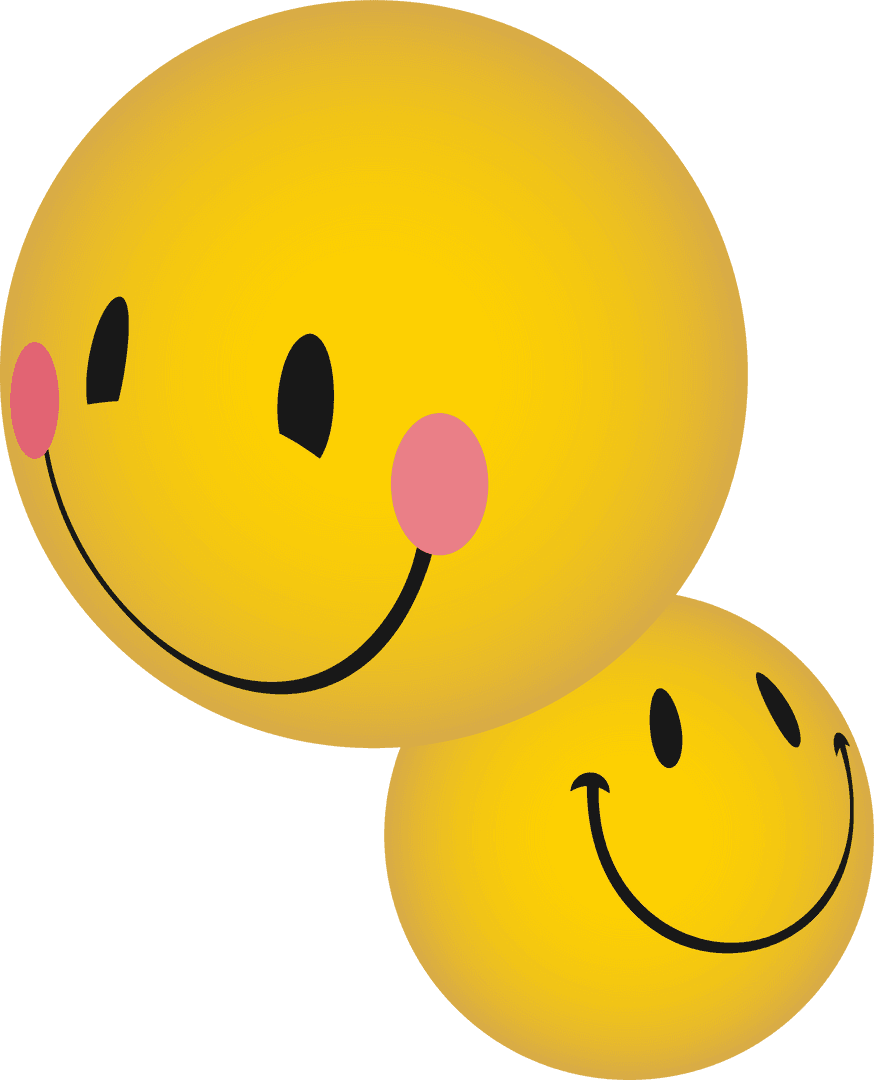 Dual 3D Smiley Spheres Floating with Transparent Backdrop