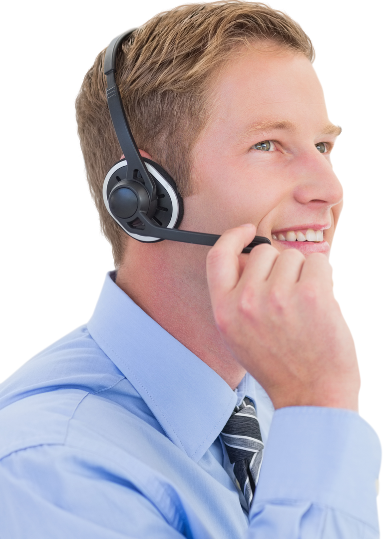 Handsome Smiling Agent with Headset Providing Transparent Customer Service - Download Free Stock Images Pikwizard.com