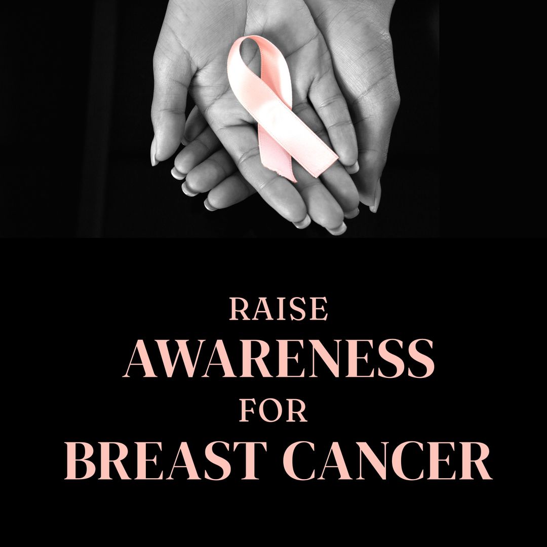 Breast Cancer Awareness with Pink Ribbon in Hands