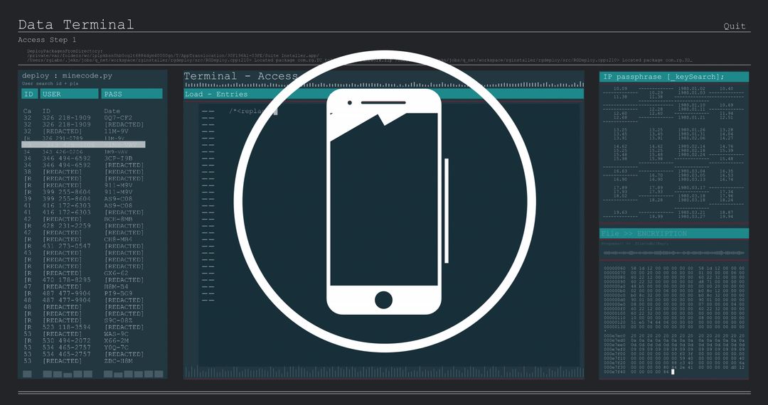 Smartphone integration in data processing terminal interface