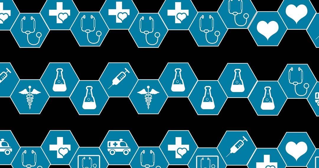 Digitally Generated Medical Icons on Blue Hexagons Highlighting Healthcare Concepts - Free Images, Stock Photos and Pictures on Pikwizard.com