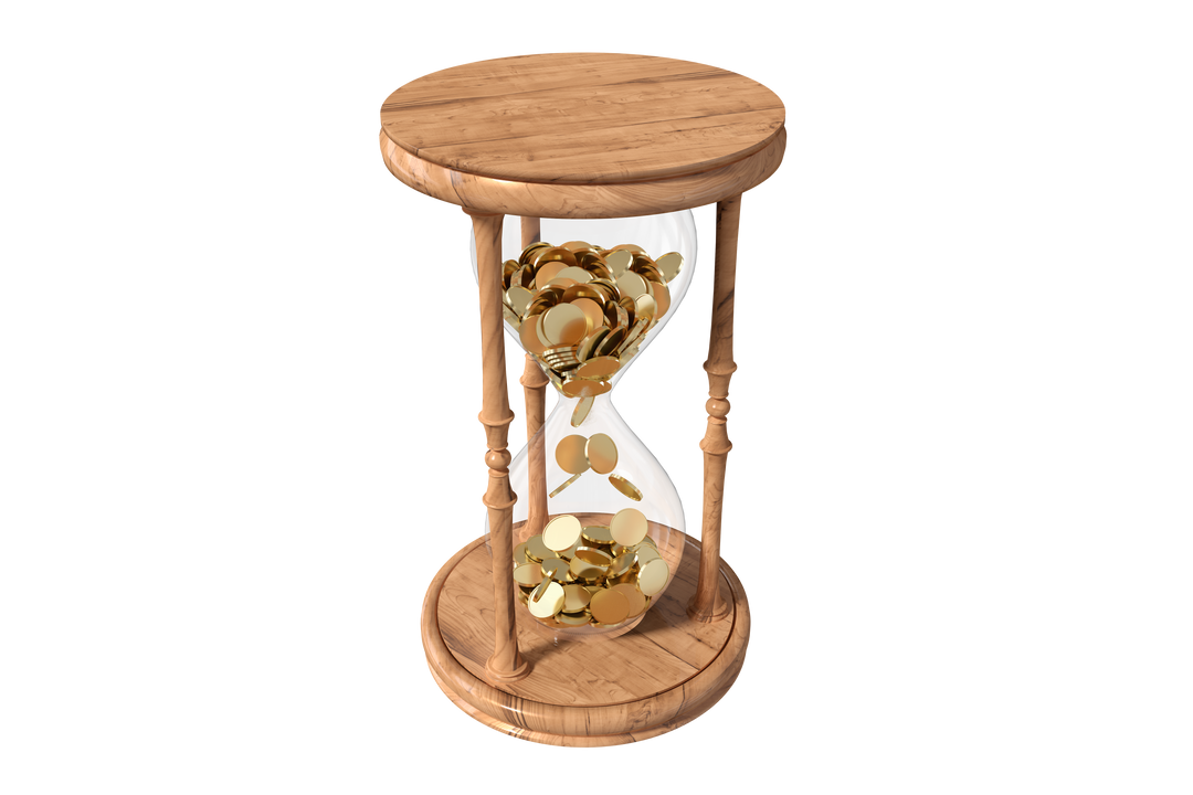 Transparent Hourglass with Gold Coins Flowing - Download Free Stock Images Pikwizard.com