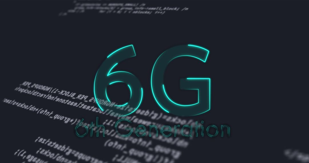 6G Technology Concept with Digital Code Background