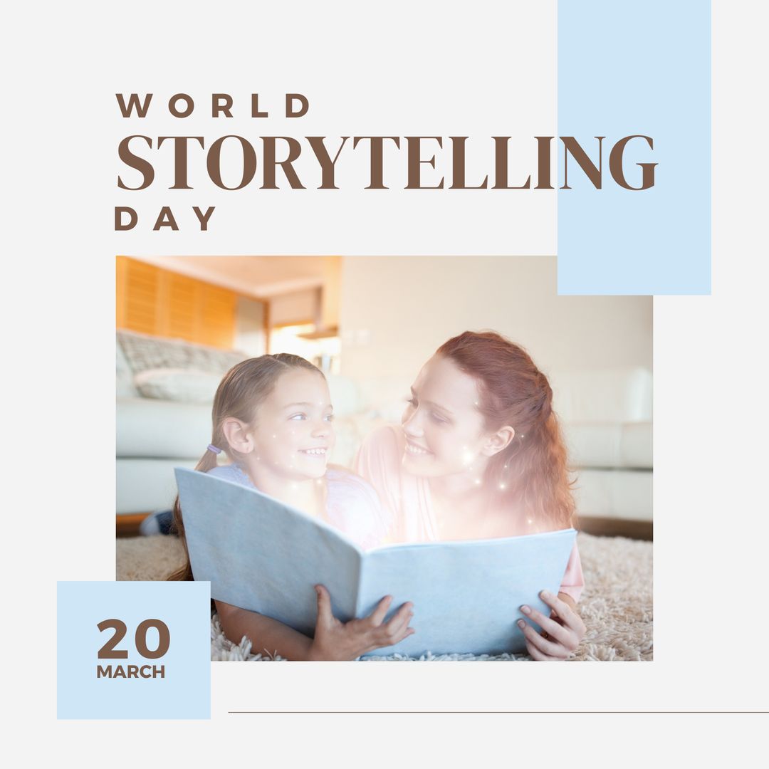 Mother and Daughter Celebrating World Storytelling Day Reading Together