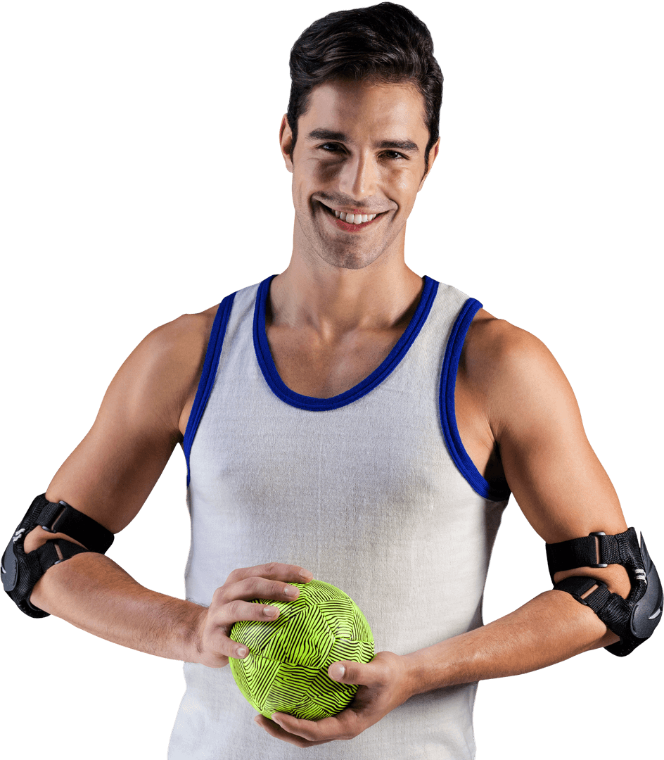Transparent Background Athletic Young Man Holding Ball