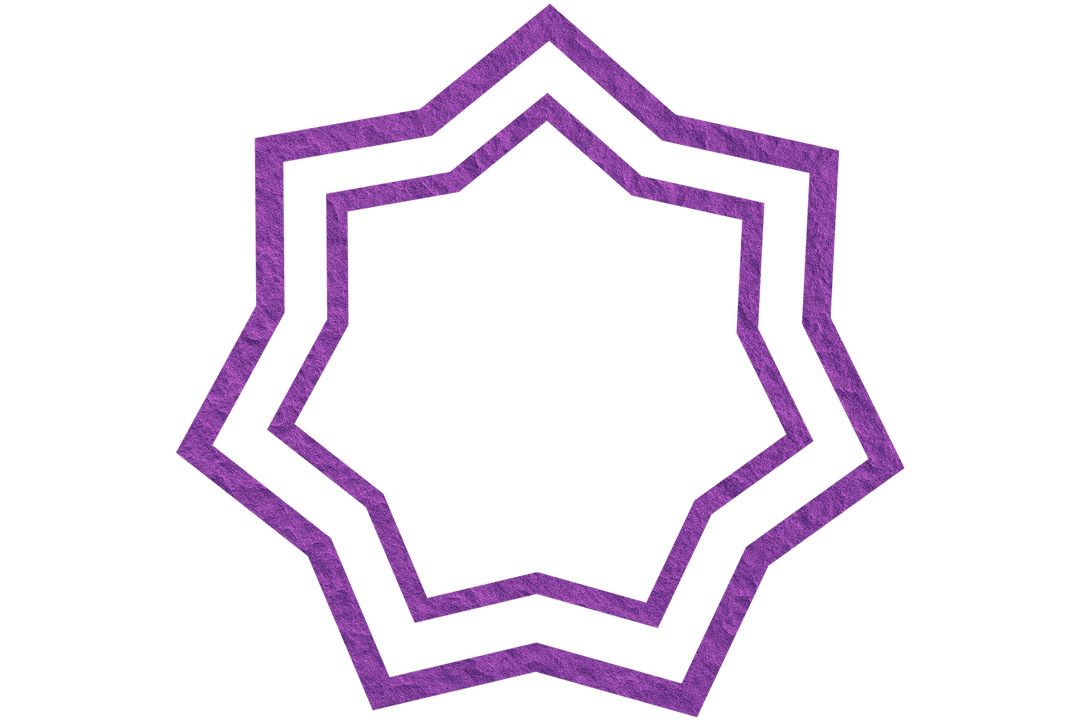 Purple Geometric Star Shape Vector on Transparent Background