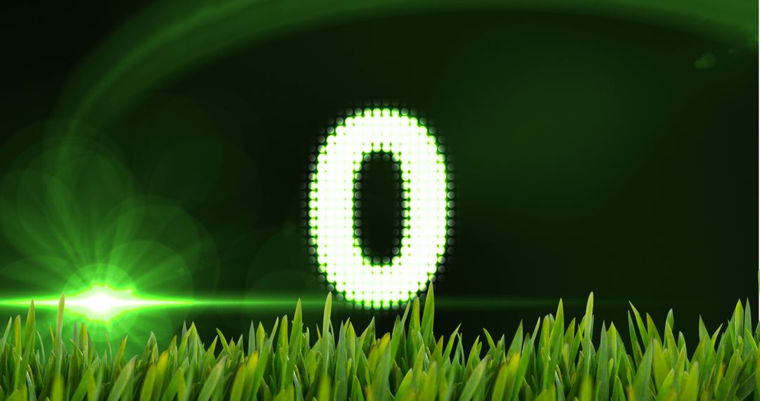 Digital Countdown Display With Green Light Effect and Grass - Free Images, Stock Photos and Pictures on Pikwizard.com