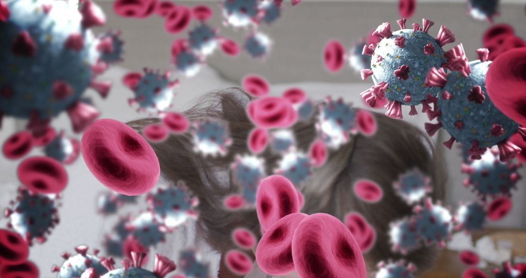 Visual Concept of Virus Cells Interacting with Bloodstream