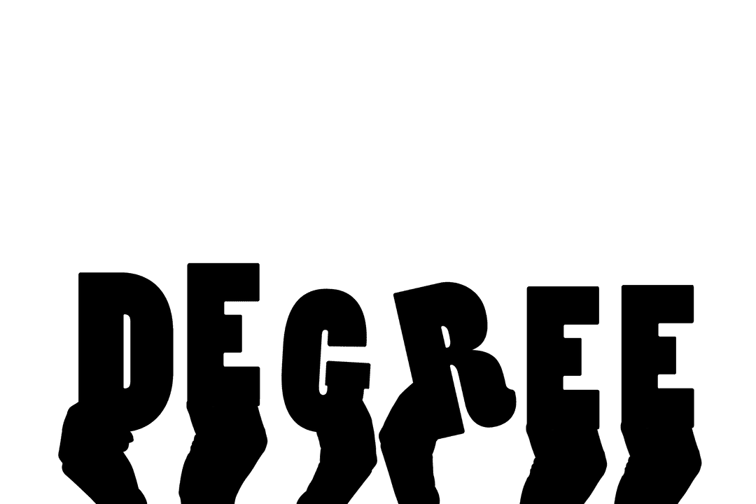 Silhouettes of Hands Holding Degree Text on Transparent Background