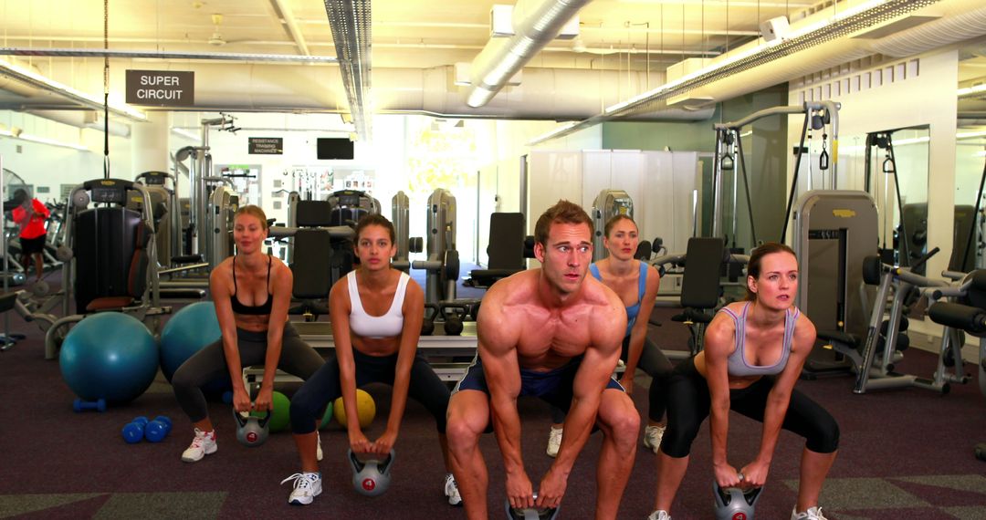 Group Fitness Training Using Kettlebells in Modern Gym - Free Images, Stock Photos and Pictures on Pikwizard.com