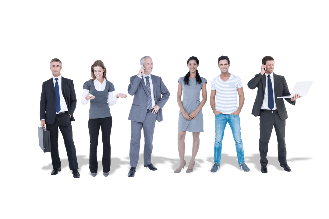 Diverse Group Portrait on Transparent Background for Lifestyle and Business Use