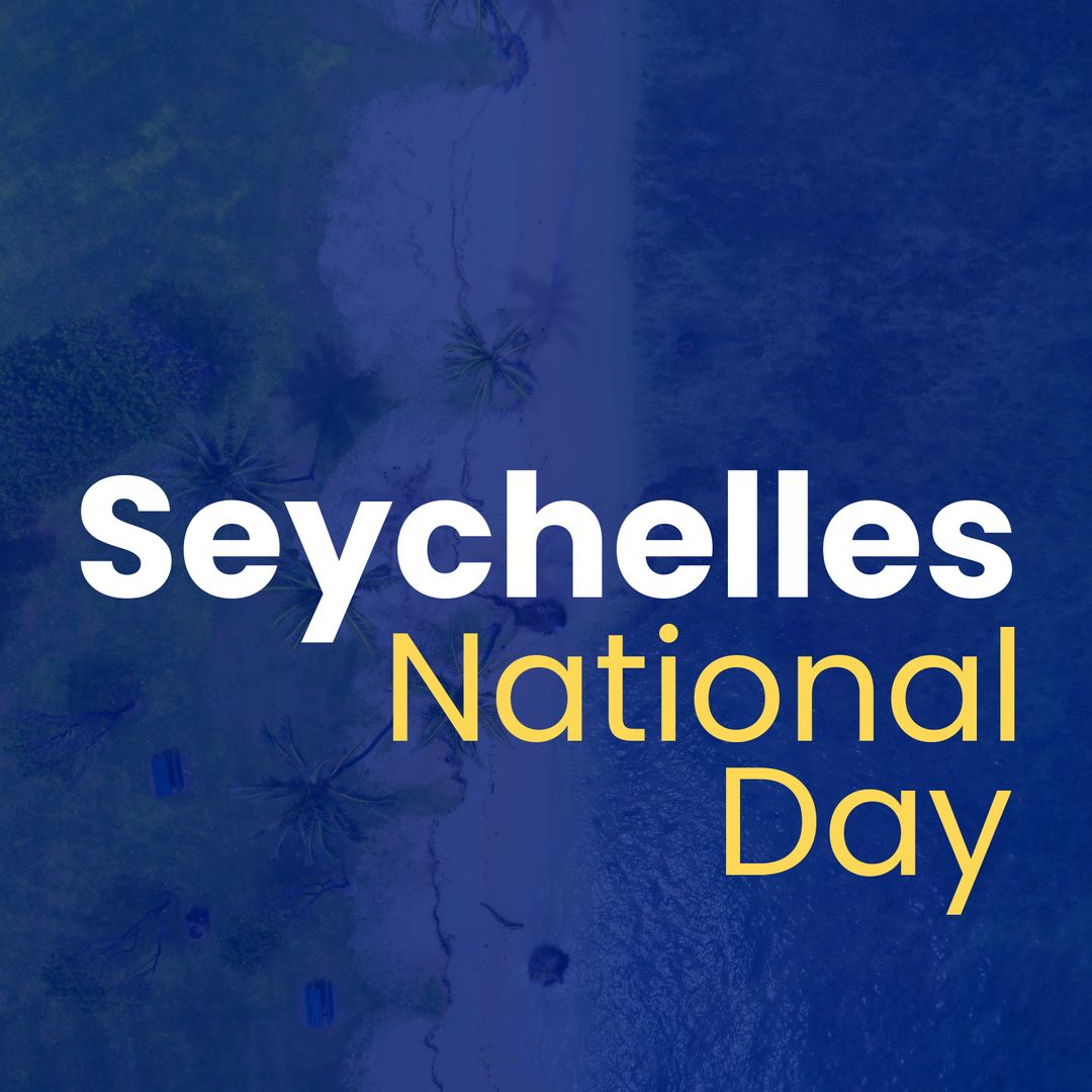 Seychelles National Day Celebration Design with Beach Background