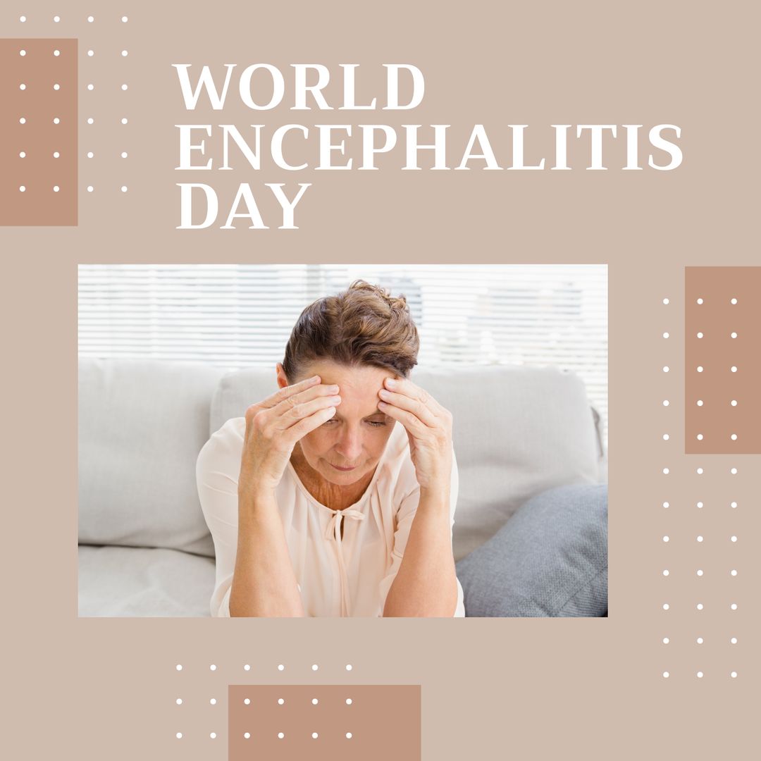 Senior Woman Suffering from Headache on World Encephalitis Day - Download Free Stock Templates Pikwizard.com