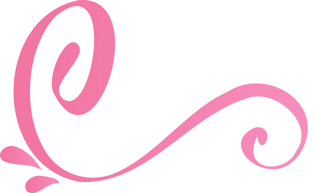 Elegant Pink Flourish Swirl on Transparent Background
