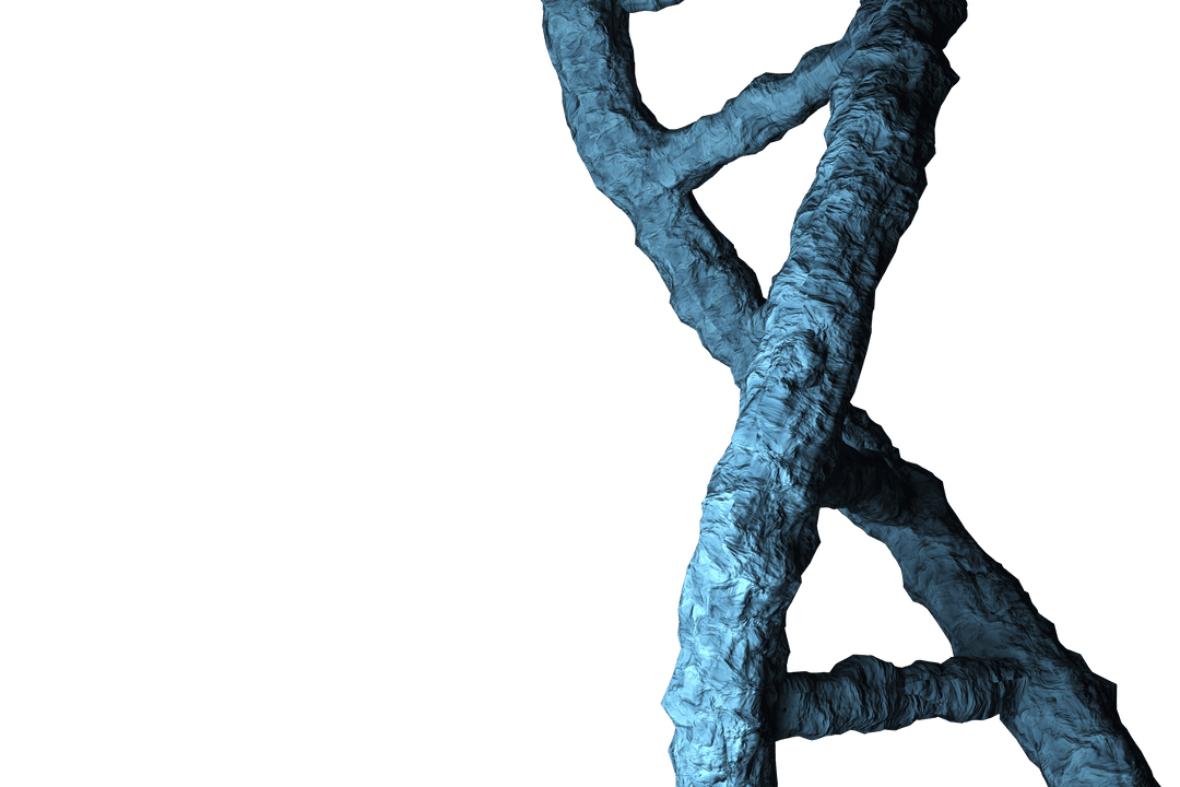Transparent Digital Illustration of a Blue DNA Strand