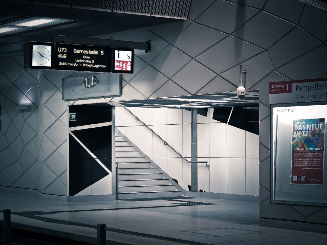 Modern Subway Station Architecture at Night - Free Images, Stock Photos and Pictures on Pikwizard.com