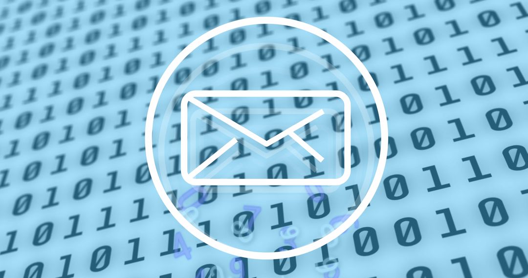 Envelope icon over binary code digital connection concept
