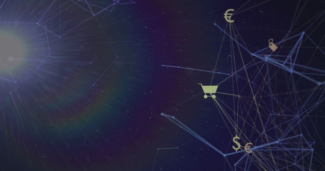 Digital Network and Currency Symbols in Virtual Space