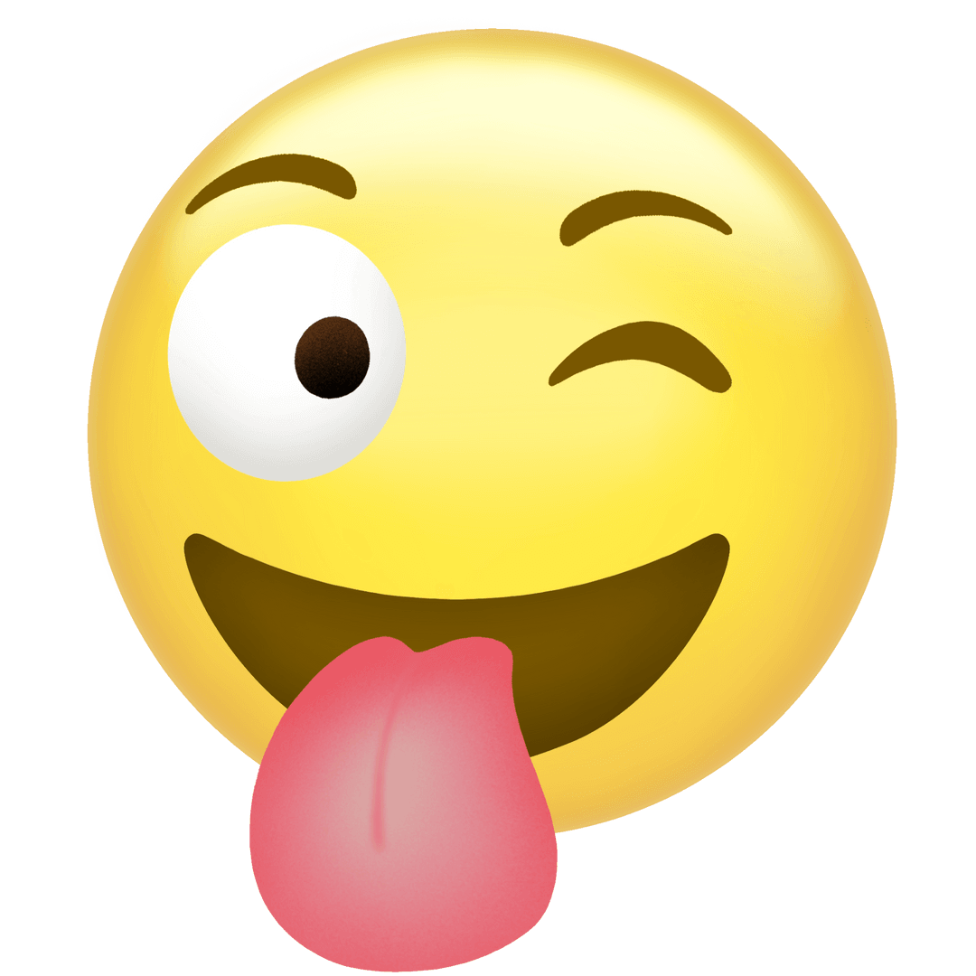 Winking Emoticon Sticking Out Tongue on Transparent Background
