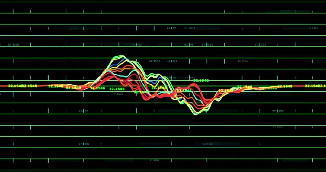 Dynamic Data Graph on Dark Digital Grid Background