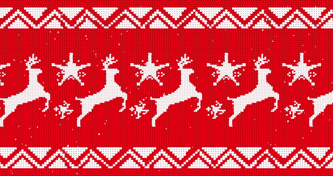 Traditional Red and White Reindeer Christmas Knit Pattern - Free Images, Stock Photos and Pictures on Pikwizard.com