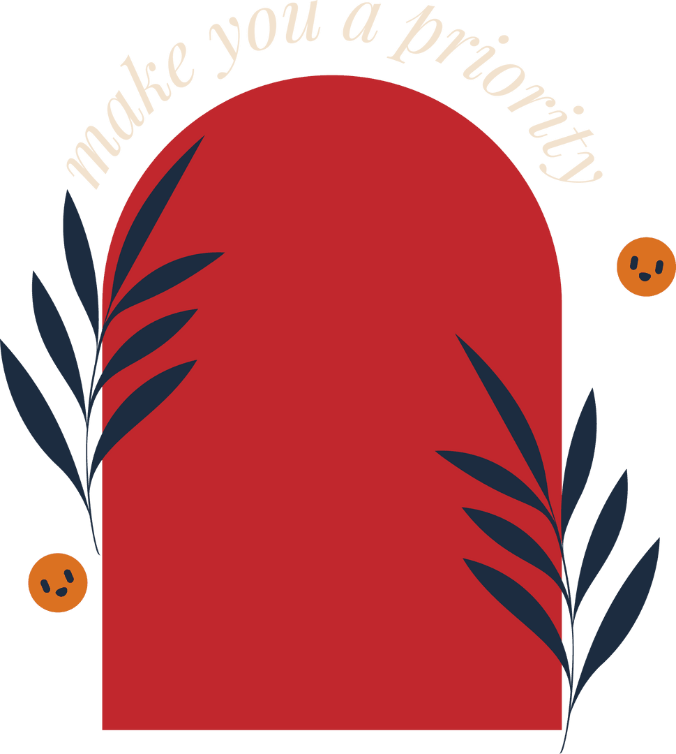 Minimalistic Red Arch with Inspirational Text on Transparent Background