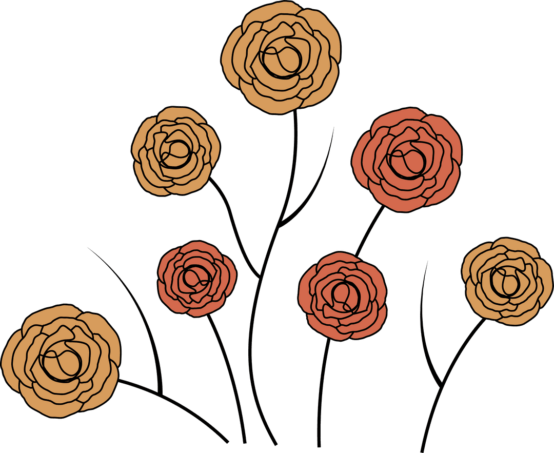 Elegant Stylized Floral Vector Art on Transparent Background