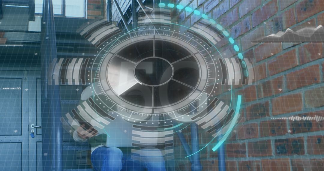 Man Engaged with 5G Technology Listed in Futuristic Interface