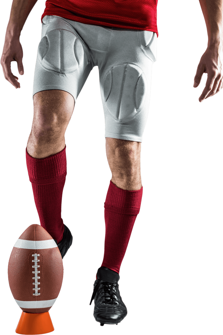 Transparent Football Player Kicking Off Ball for Game Highlight