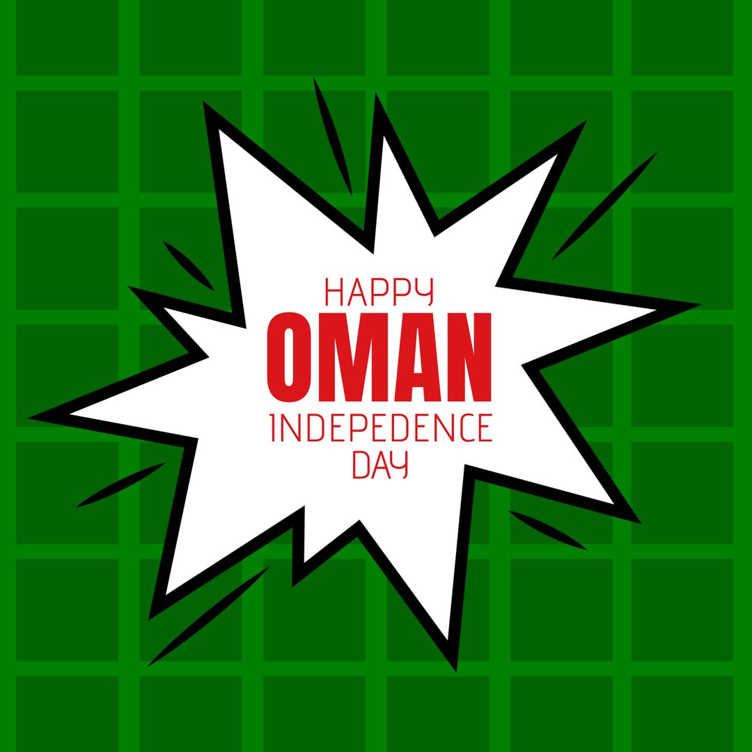 Happy Oman Independence Day Starburst Graphic on Green Background - Download Free Stock Templates Pikwizard.com