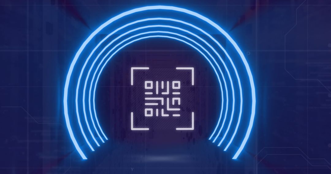 Futuristic Digital Interface with Neon QR Code