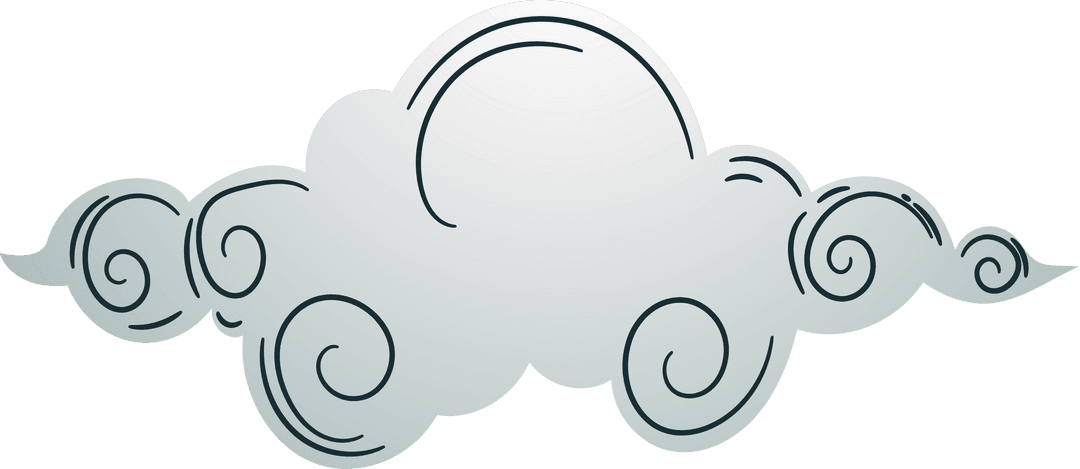 Transparent Stylized Cloud with Swirling Lines on White