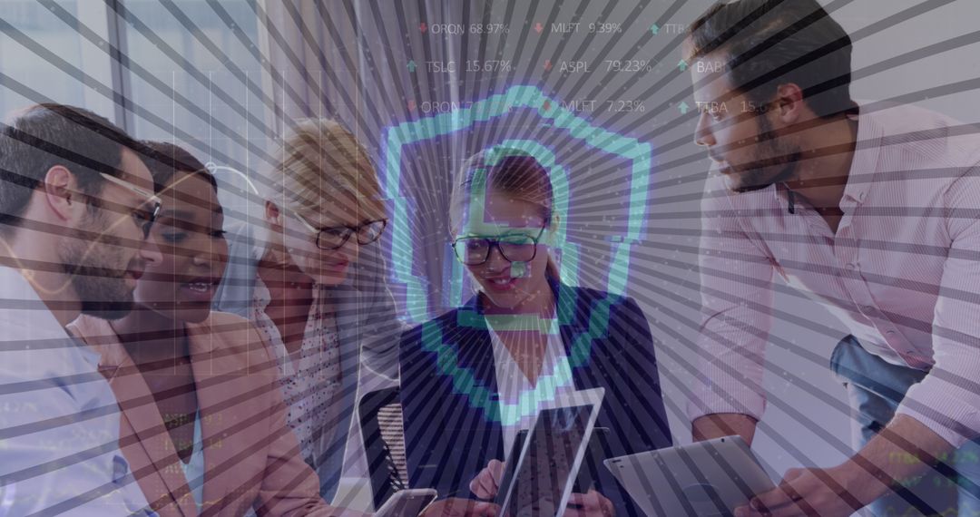 Diverse Team Collaborating on Digital Security Solutions